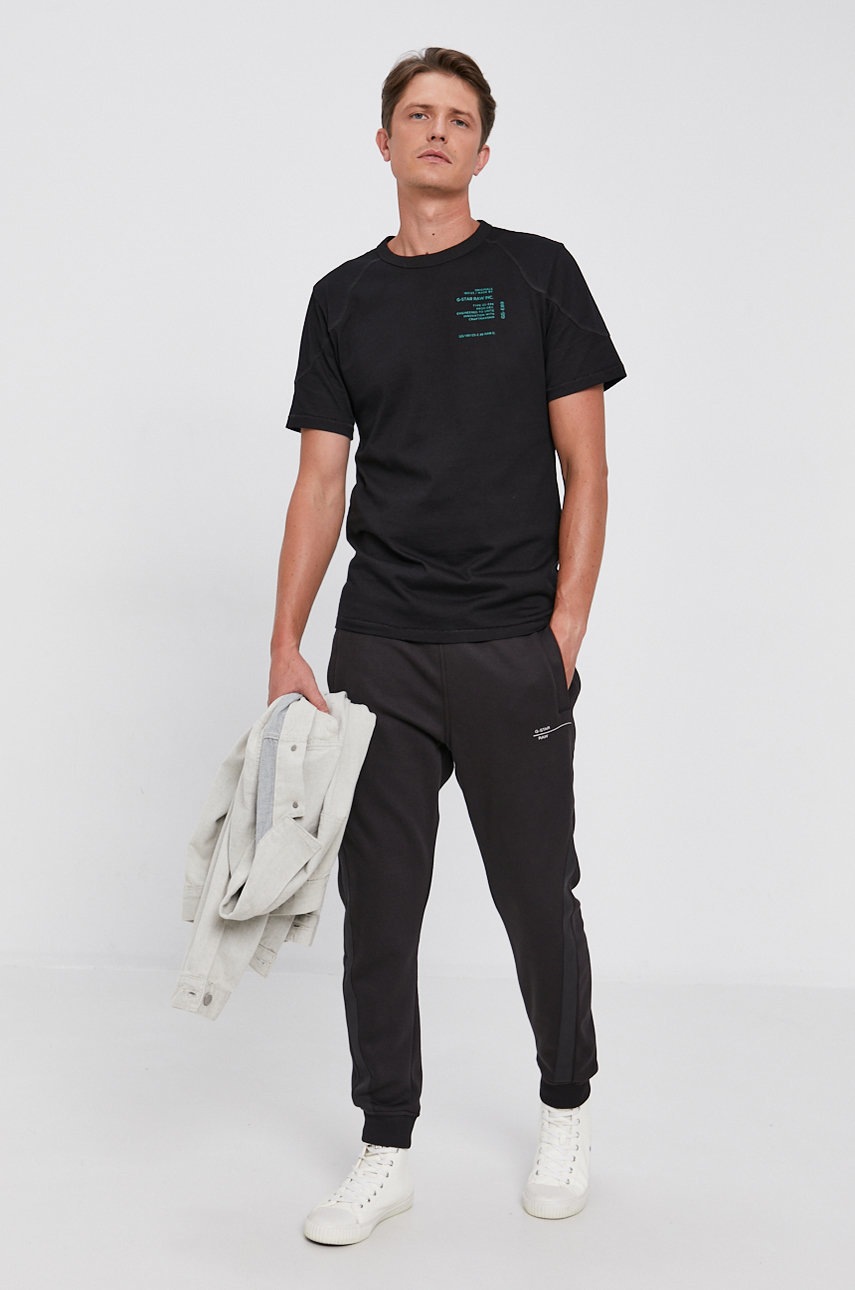 

Хлопковая футболка G-Star Raw цвет чёрный с принтом