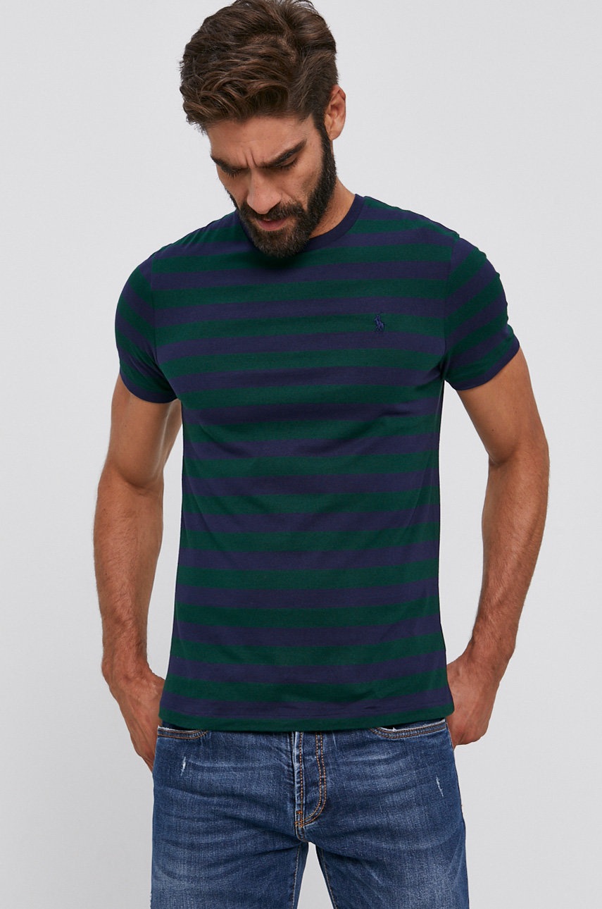 

Памучна тениска Polo Ralph Lauren в зелено с десен, Зелен