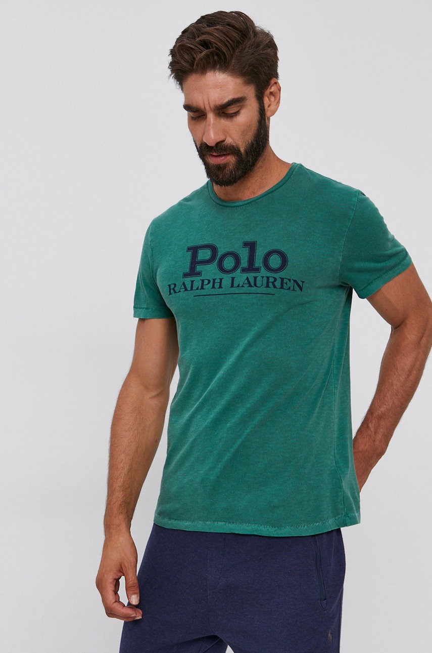 

Памучна тениска Polo Ralph Lauren в зелено с принт, Зелен
