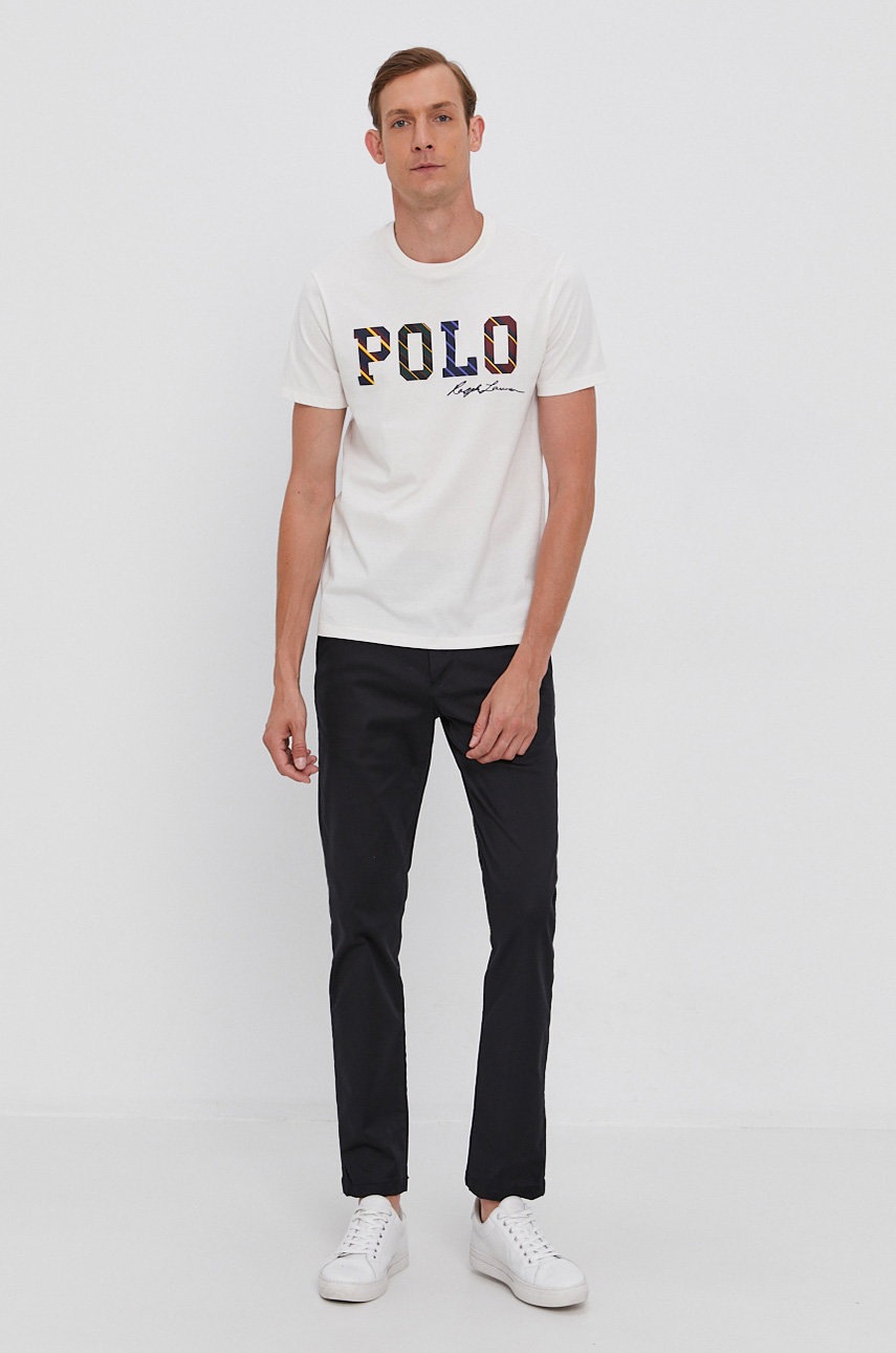 

Бавовняна футболка Polo Ralph Lauren колір кремовий з принтом