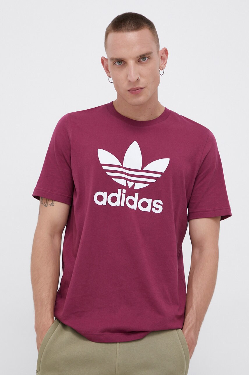 Adidas originals tricou din bumbac culoarea violet, cu imprimeu