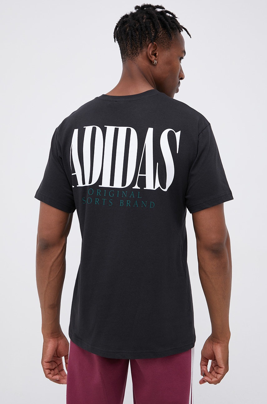 

Памучна тениска adidas Originals в черно с принт, Черен