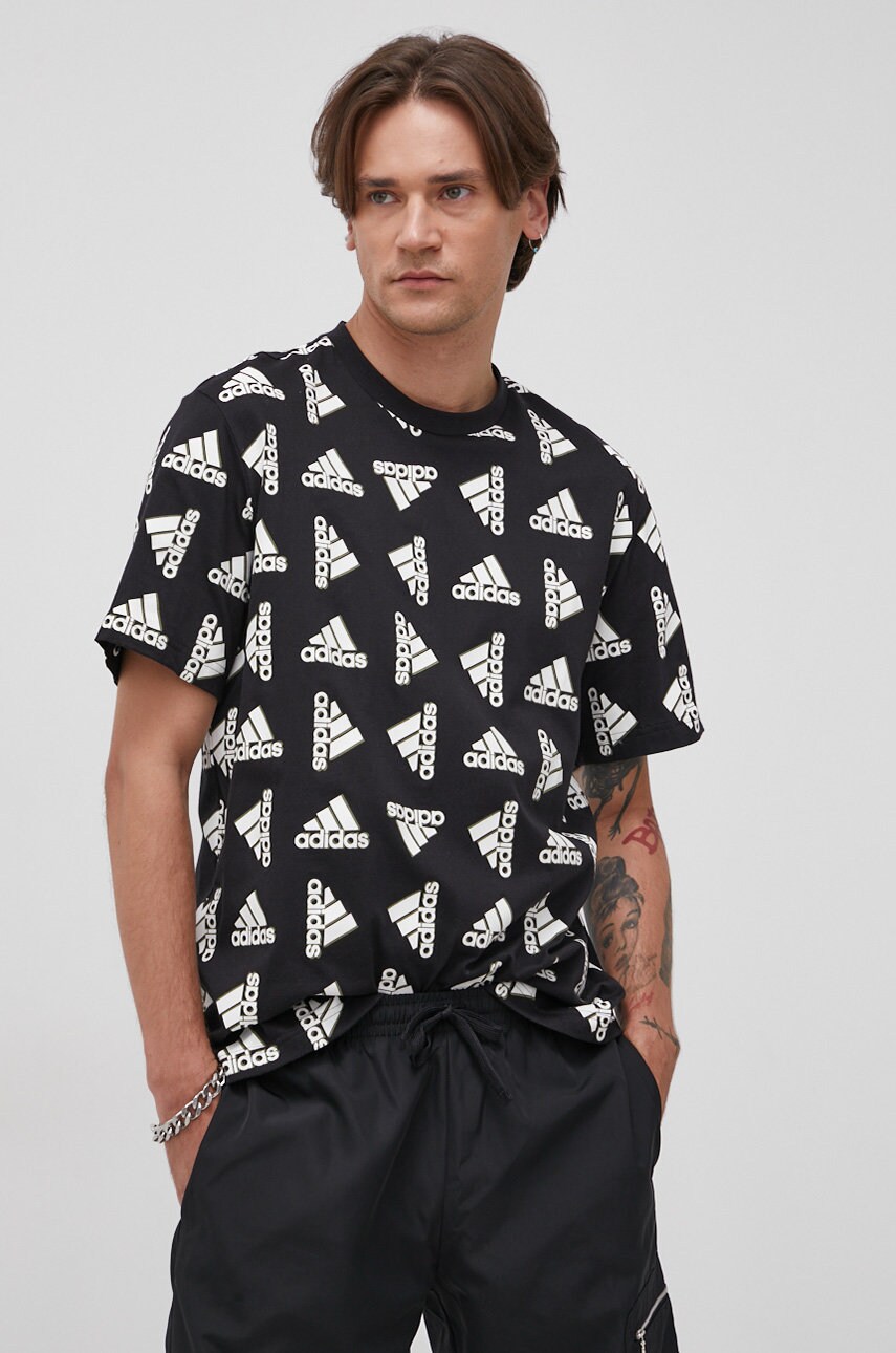 Adidas tricou din bumbac culoarea negru, modelator