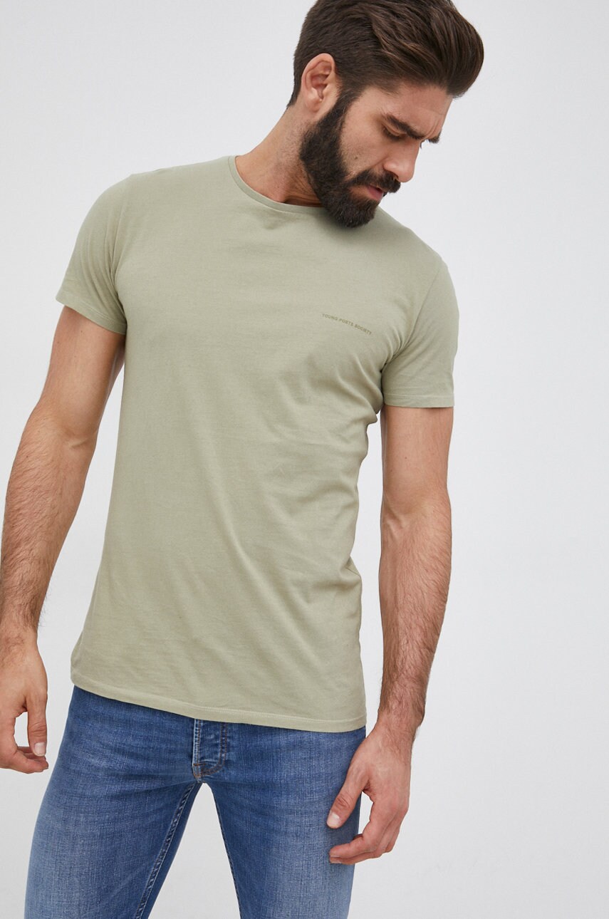 Young poets society tricou din bumbac hein culoarea verde, material neted