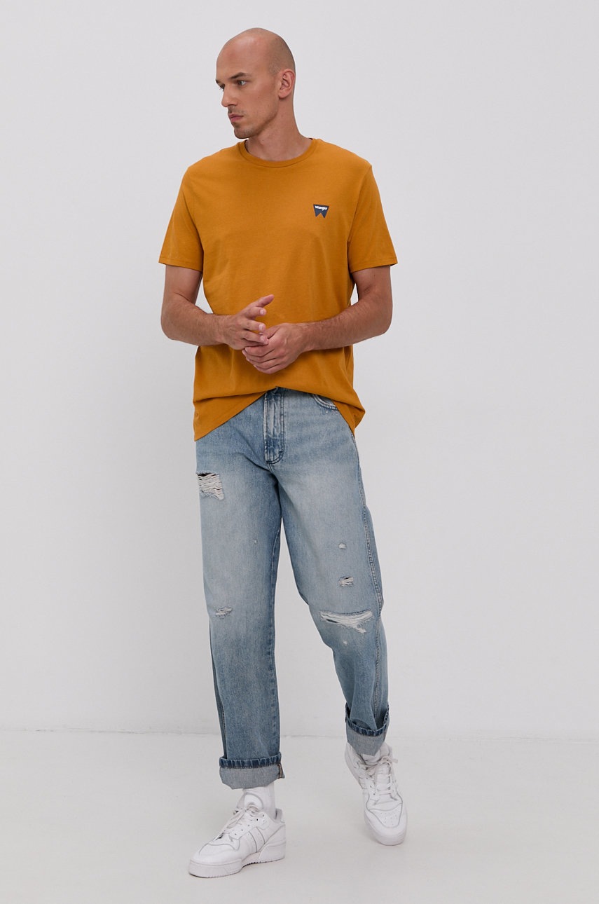 

Футболка Wrangler мужская цвет жёлтый гладкий