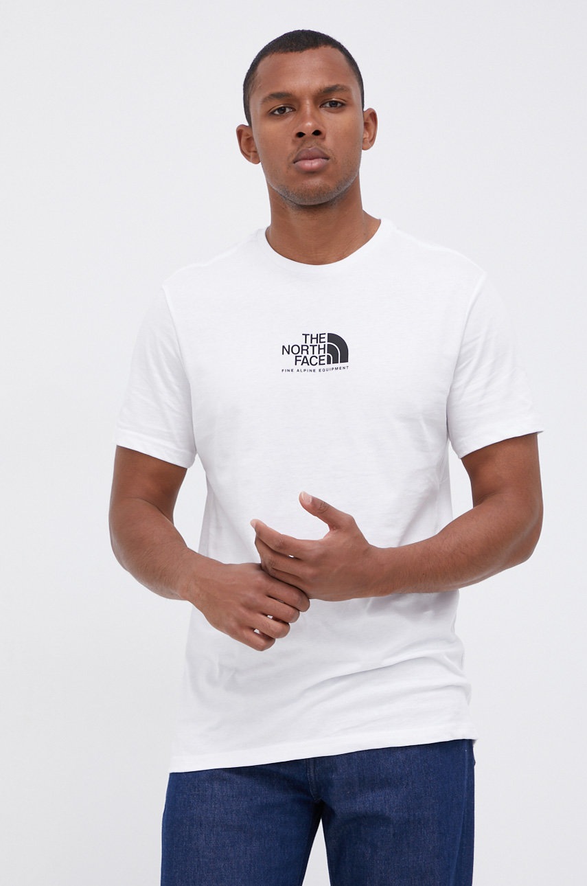 The North Face Tricou din bumbac culoarea alb, cu imprimeu