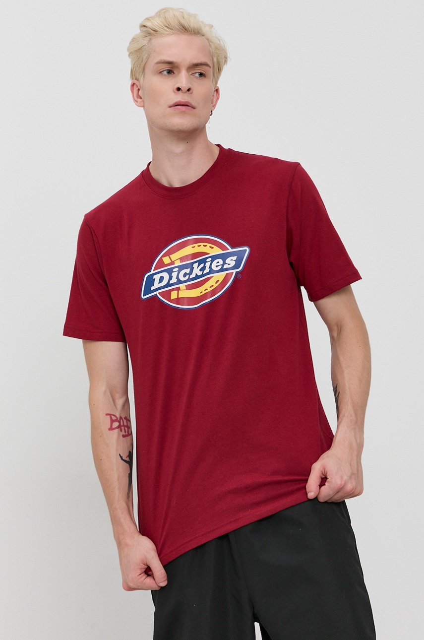 

Памучна тениска Dickies в бордо с принт