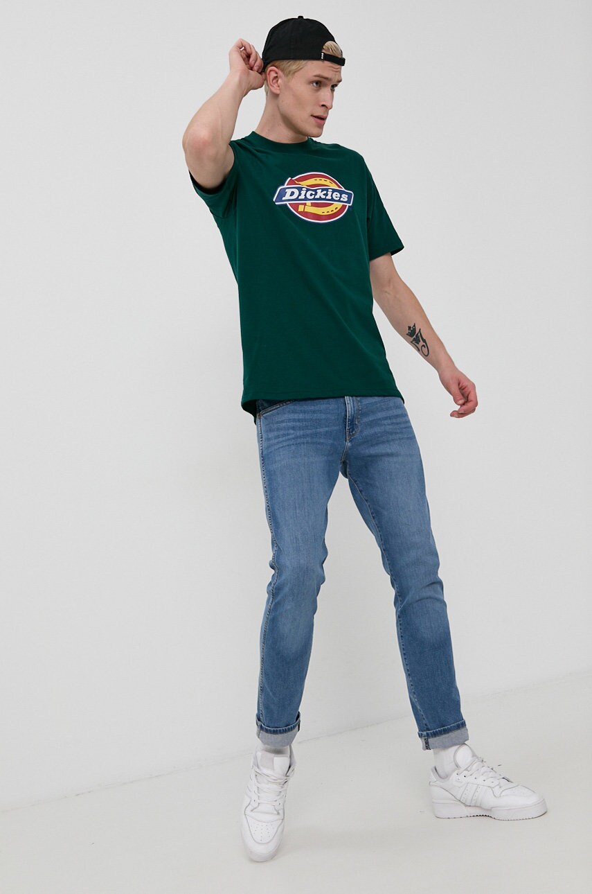 

Памучна тениска Dickies в зелено с изчистен дизайн, Зелен
