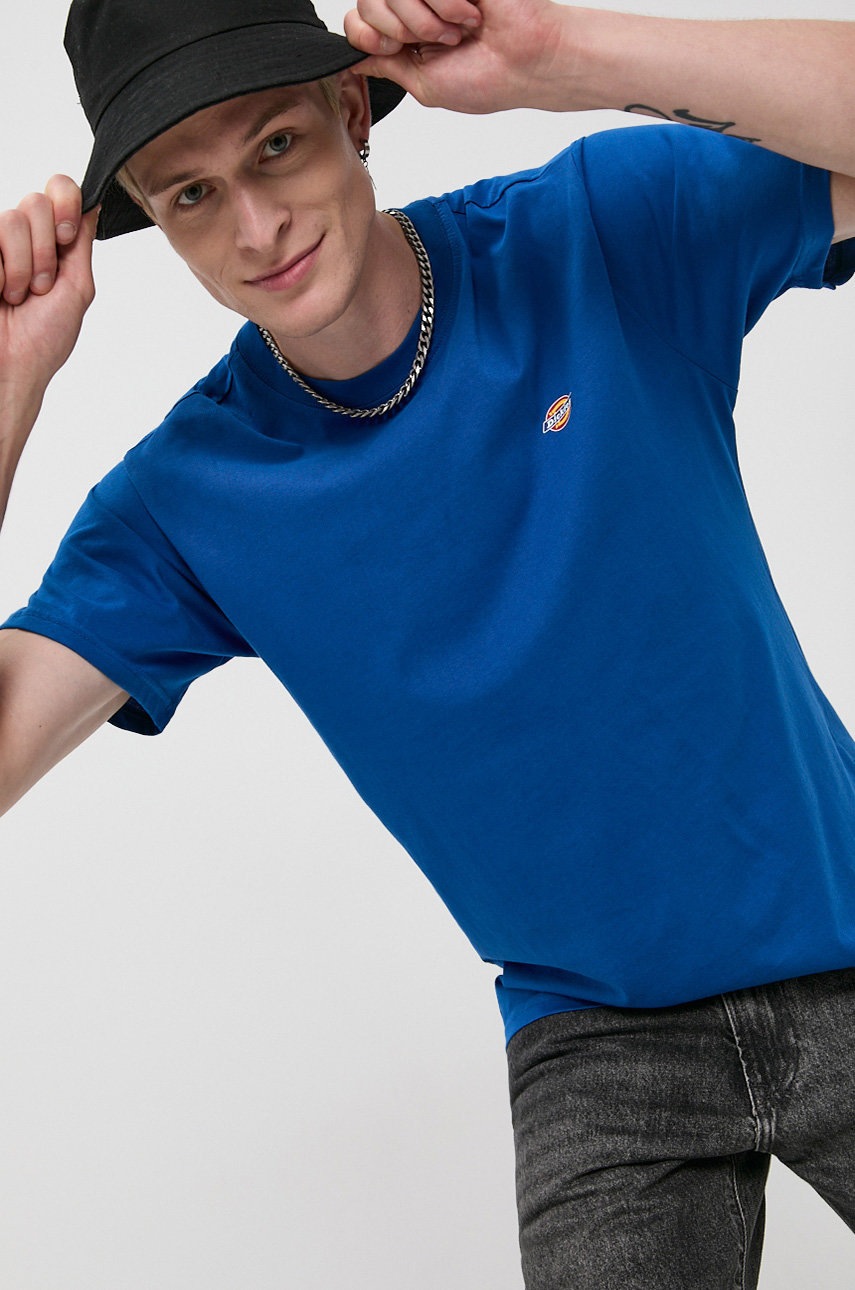 

Памучна тениска Dickies с изчистен дизайн, Син