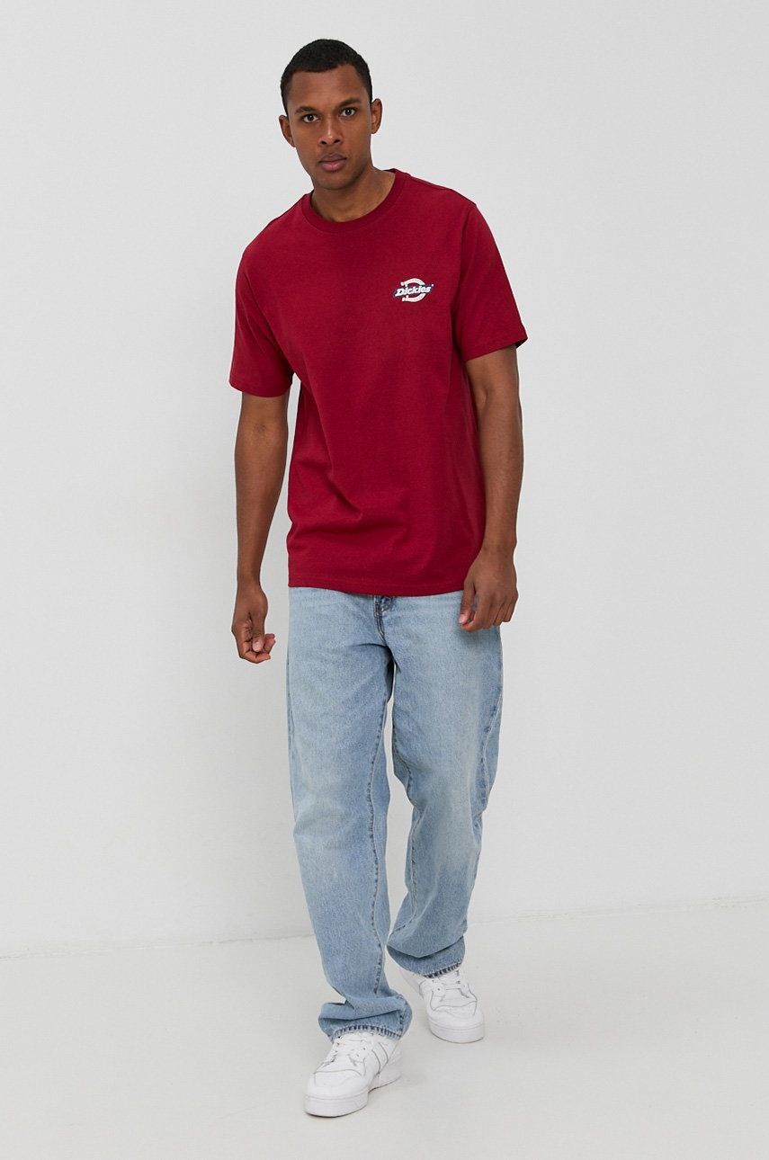 

Бавовняна футболка Dickies колір червоний з принтом
