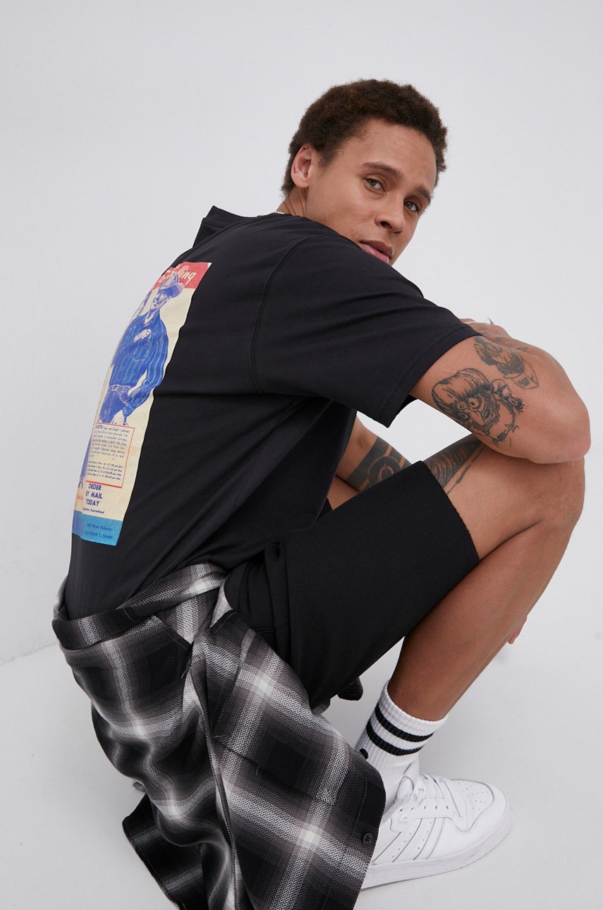 

Памучна тениска Dickies в черно с принт, Черен