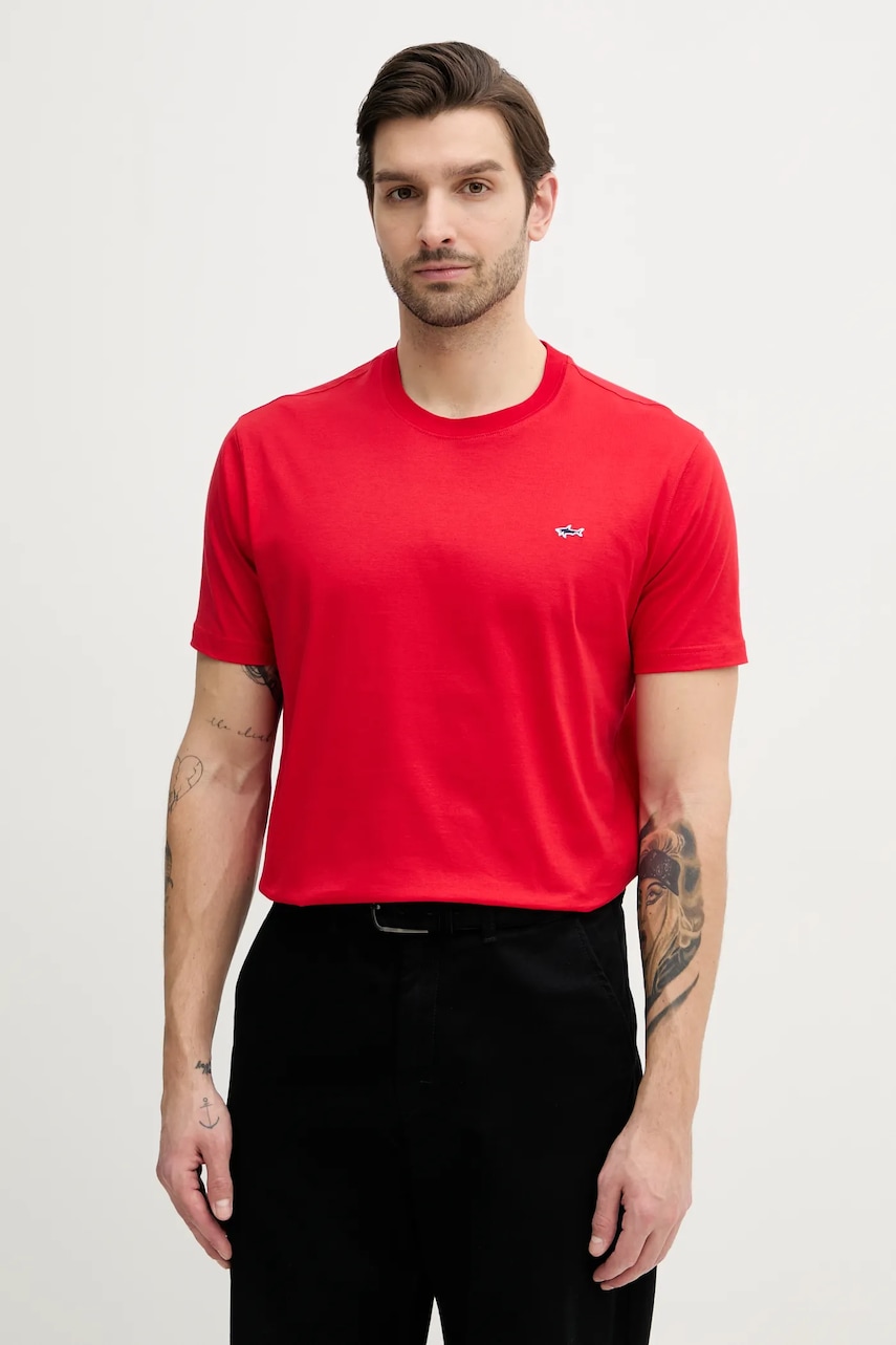 Paul&Shark tricou din bumbac culoarea rosu, neted