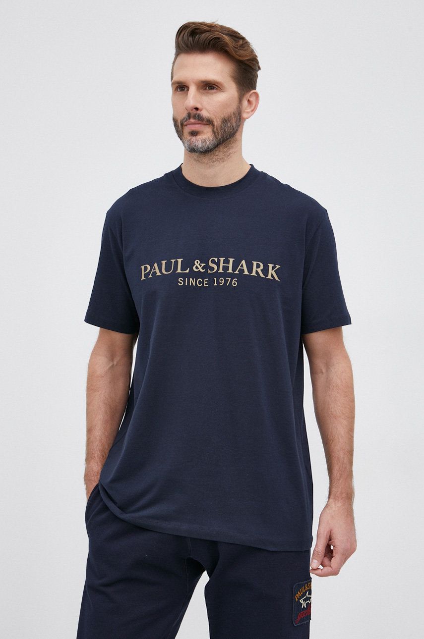 Paul&Shark Tricou bărbați, culoarea albastru marin, cu imprimeu answear.ro imagine 2022 reducere