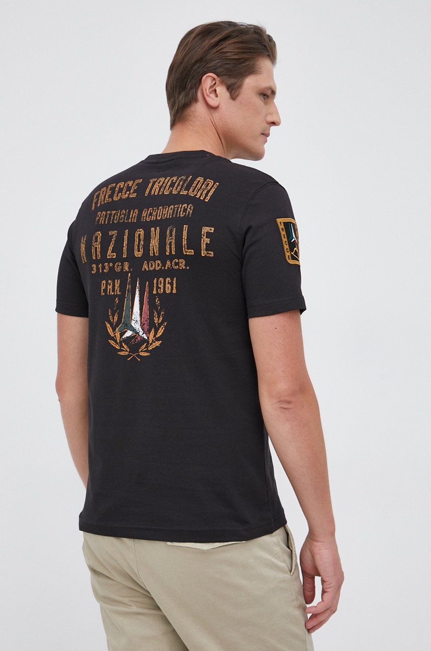 

Хлопковая футболка Aeronautica Militare цвет чёрный гладкий