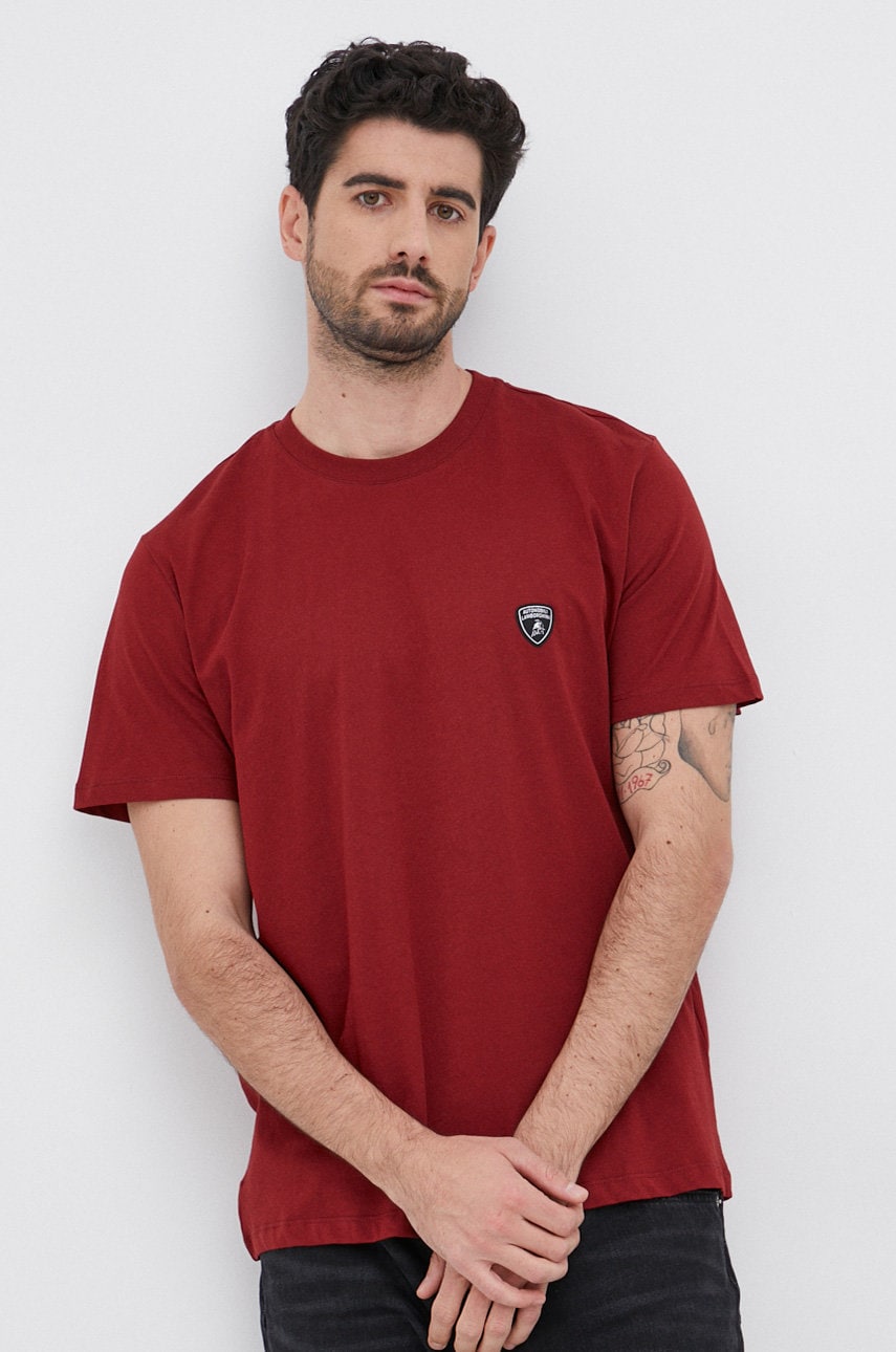 Lamborghini tricou bărbați, culoarea bordo, material neted