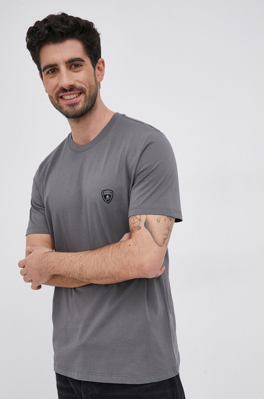 Lamborghini tricou bărbați, culoarea gri, material neted