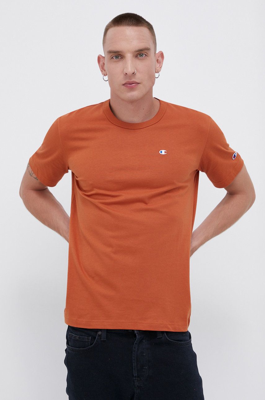 Champion T-shirt bawełniany kolor pomarańczowy gładki