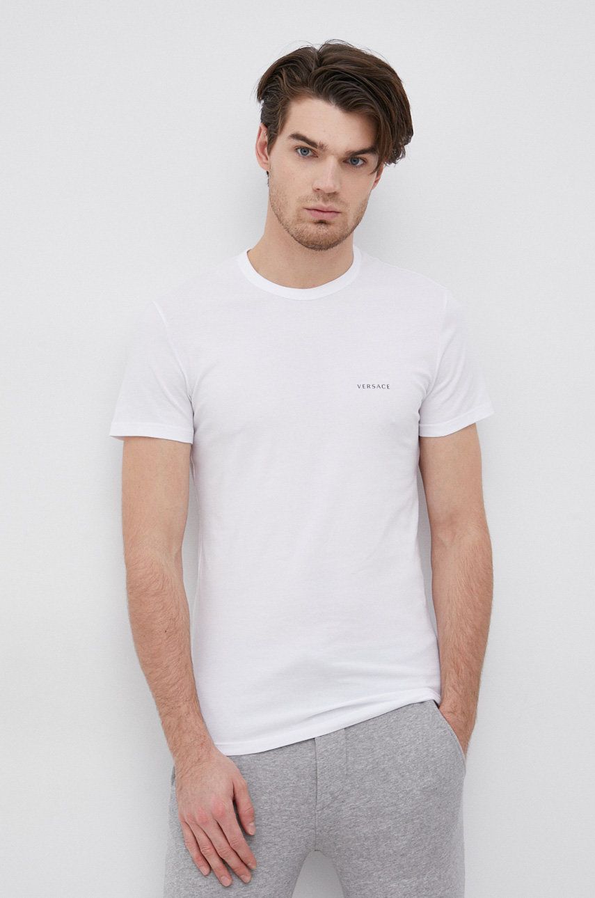 Tričko Versace (2-pack) pánske, biela farba, jednofarebné
