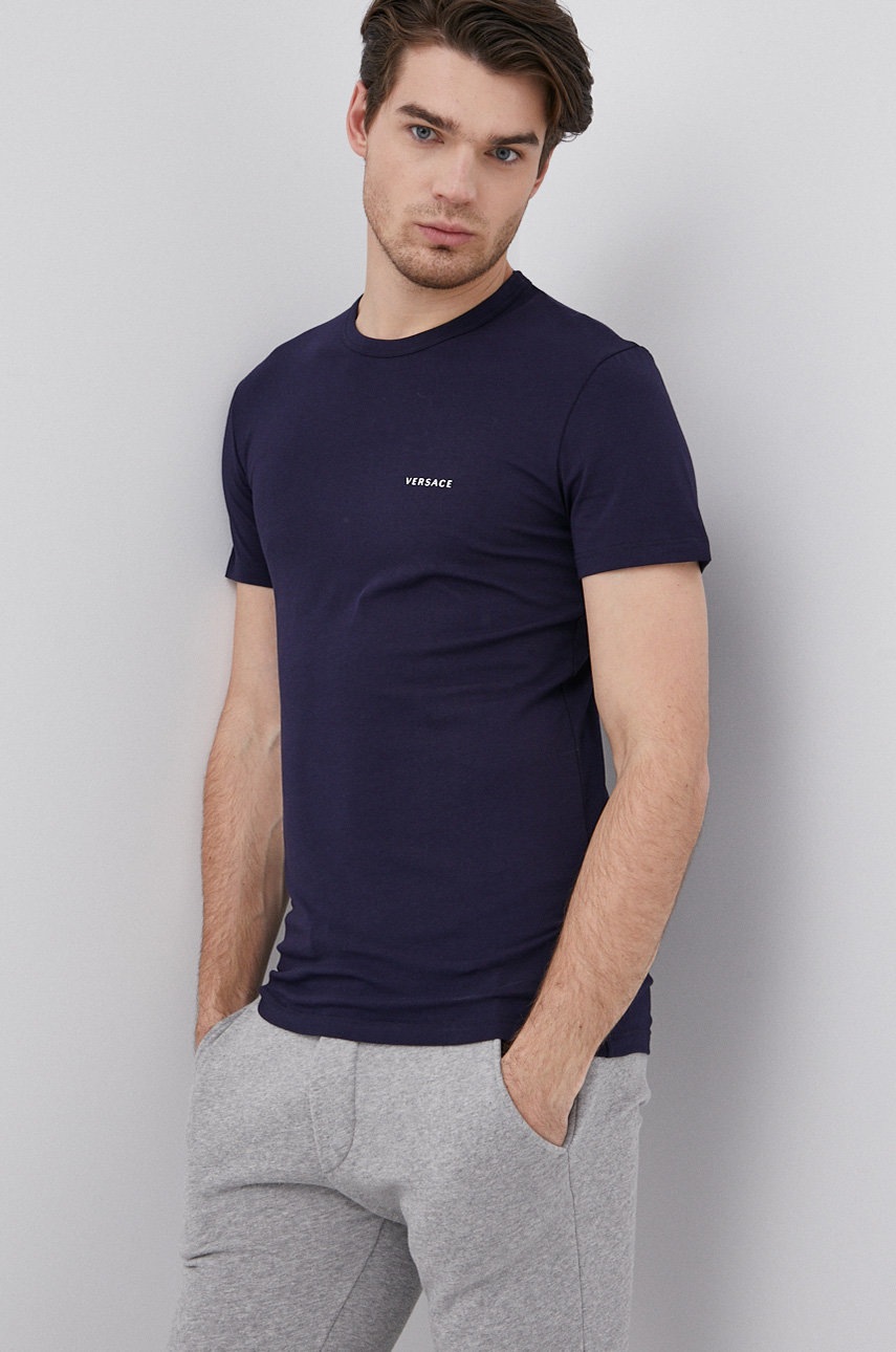 Μπλουζάκι Versace (2-pack) ανδρικό, χρώμα: ναυτικό μπλε φωτογραφία