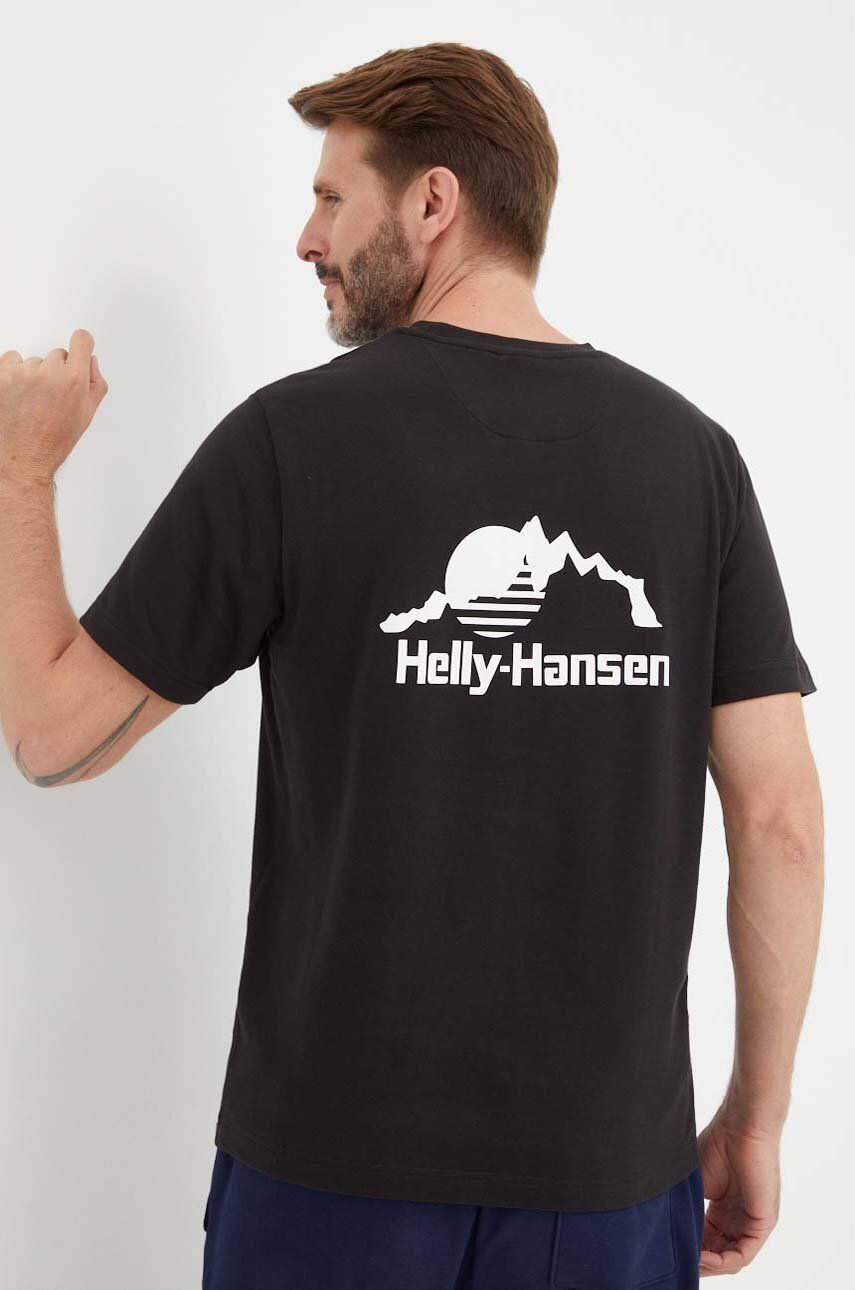Levně Bavlněné tričko Helly Hansen YU PATCH T-SHIRT černá barva, s aplikací, 53391