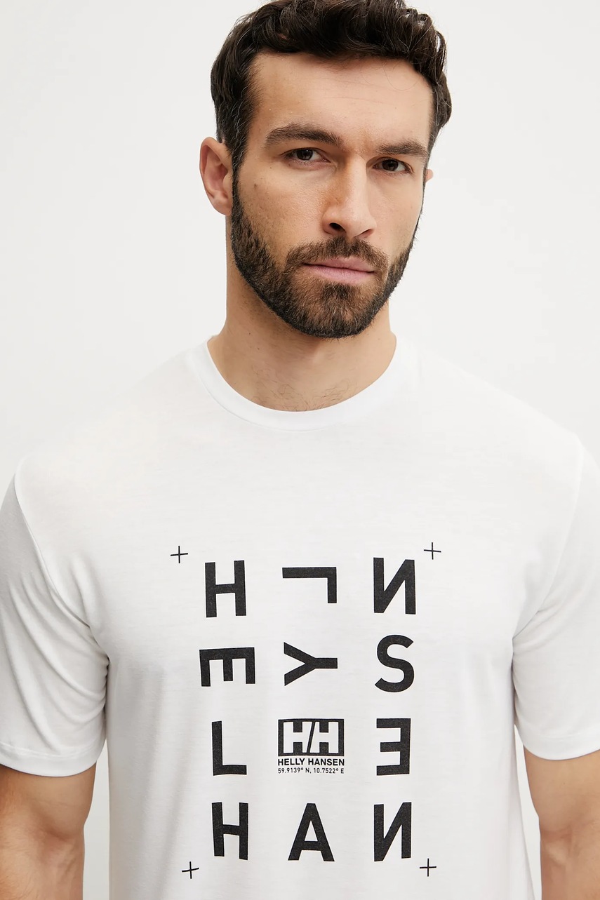 Μπλουζάκι Helly Hansen SKOG RECYCLED GRAPHIC χρώμα: άσπρο, 63082 φωτογραφία