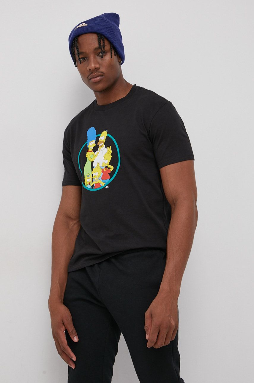 Billabong T-shirt bawełniany x The Simpsons kolor czarny z nadrukiem