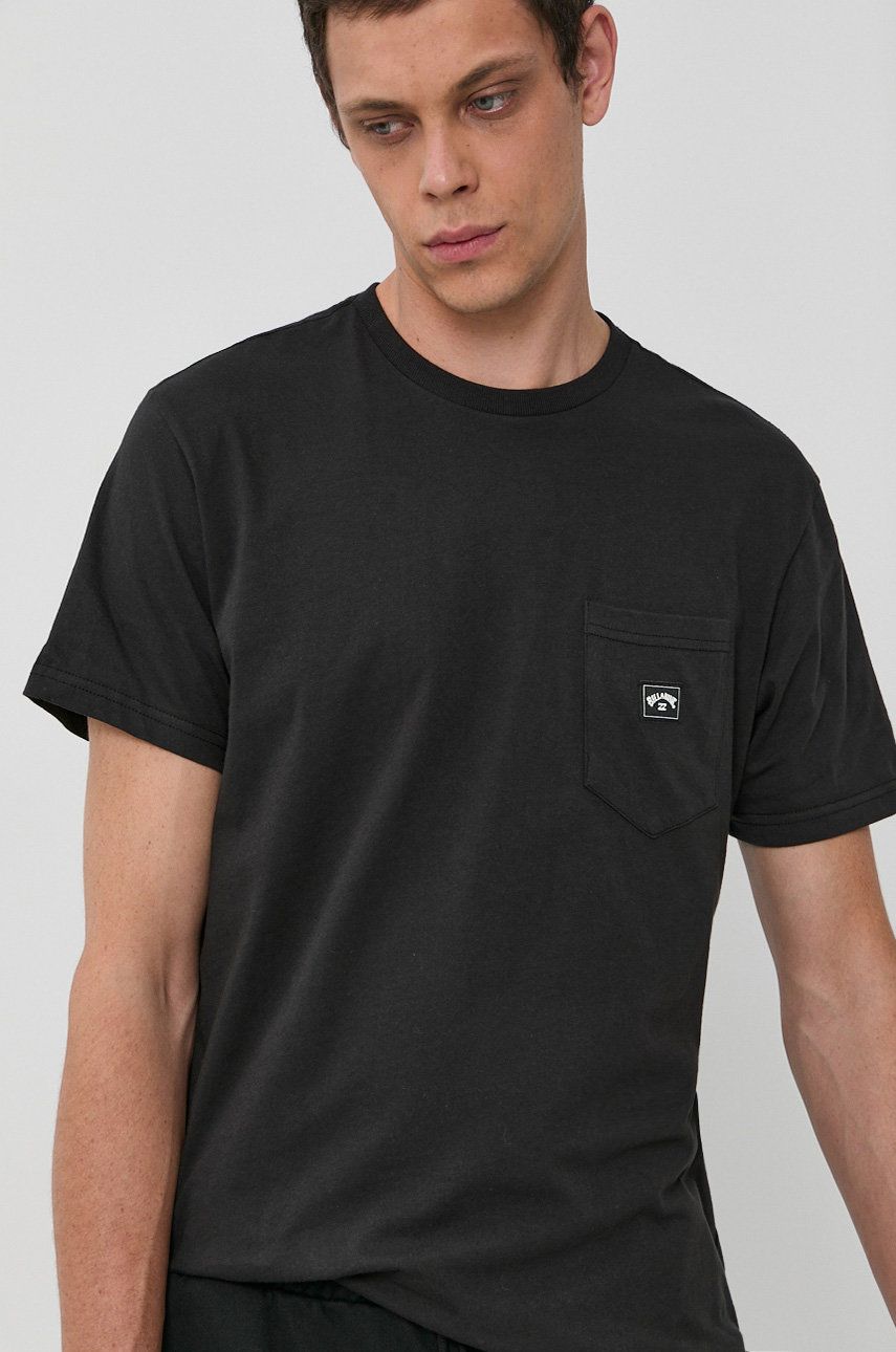 Bavlněné tričko Billabong černá barva, hladké - černá -  100% Bavlna