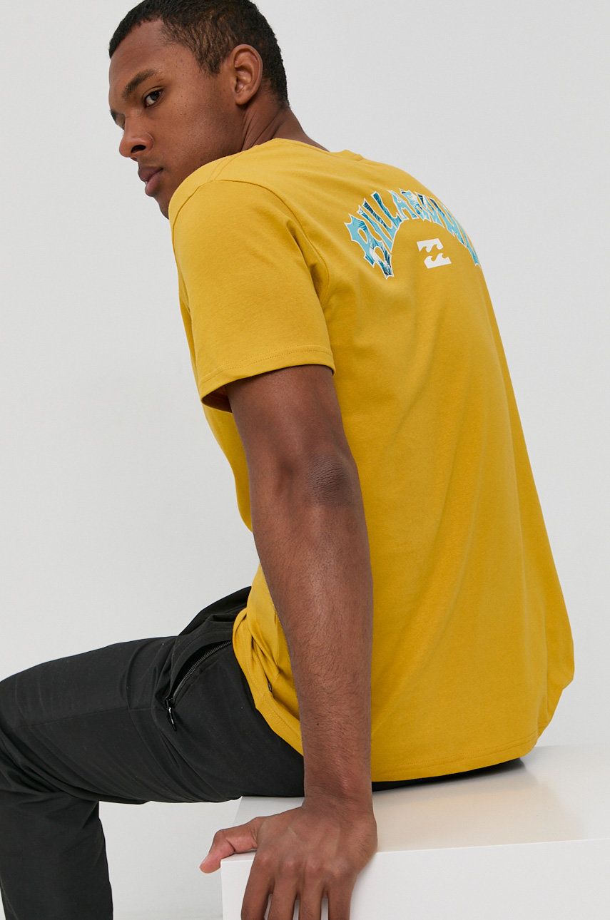 Billabong Tricou din bumbac culoarea galben, cu imprimeu answear imagine noua
