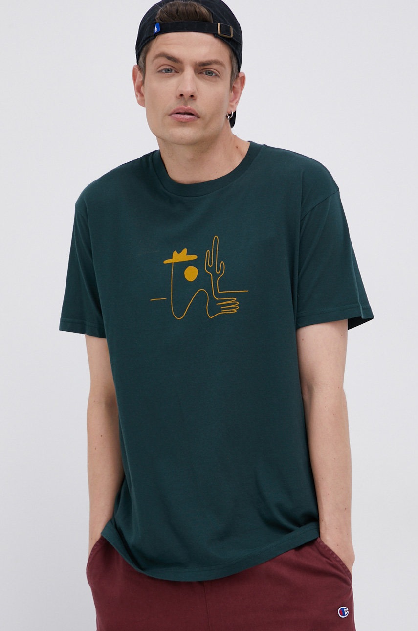 

Памучна тениска Billabong в зелено с принт, Зелен