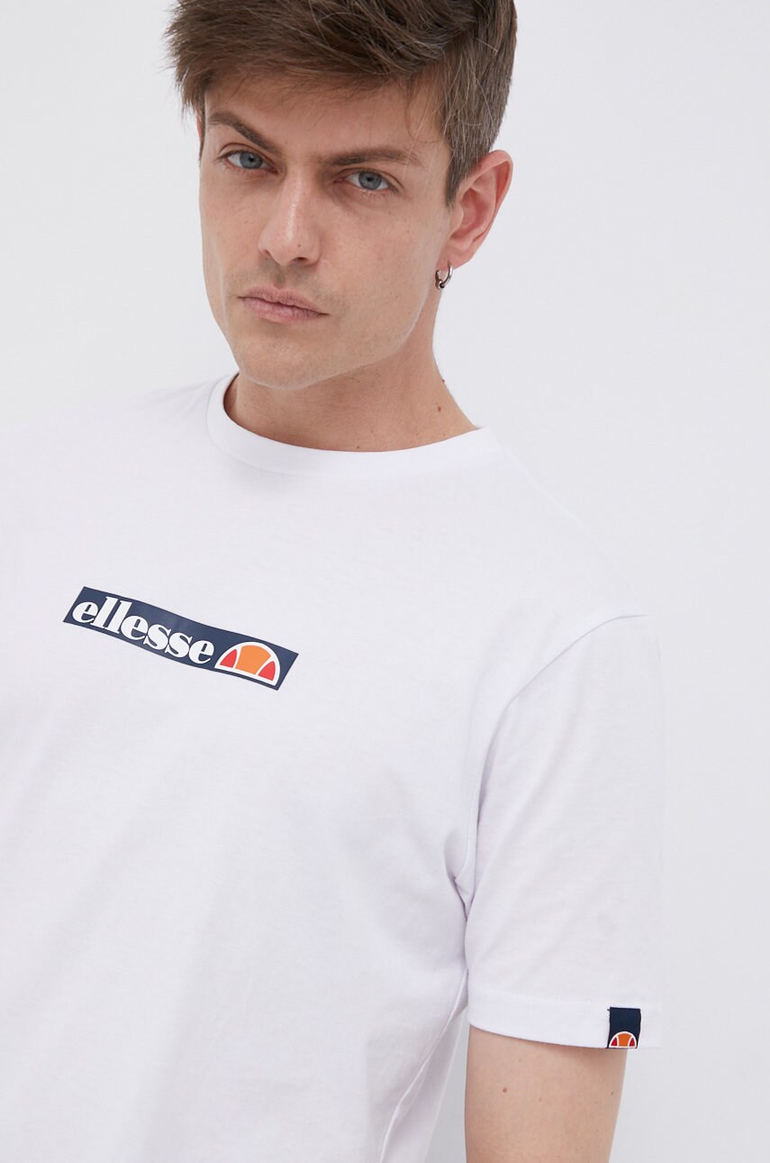 Ellesse tricou din bumbac culoarea alb, cu imprimeu