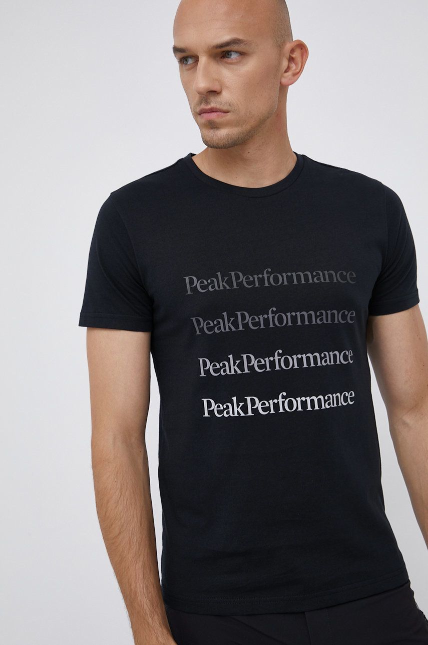 Peak Performance Tricou din bumbac culoarea negru, cu imprimeu answear.ro