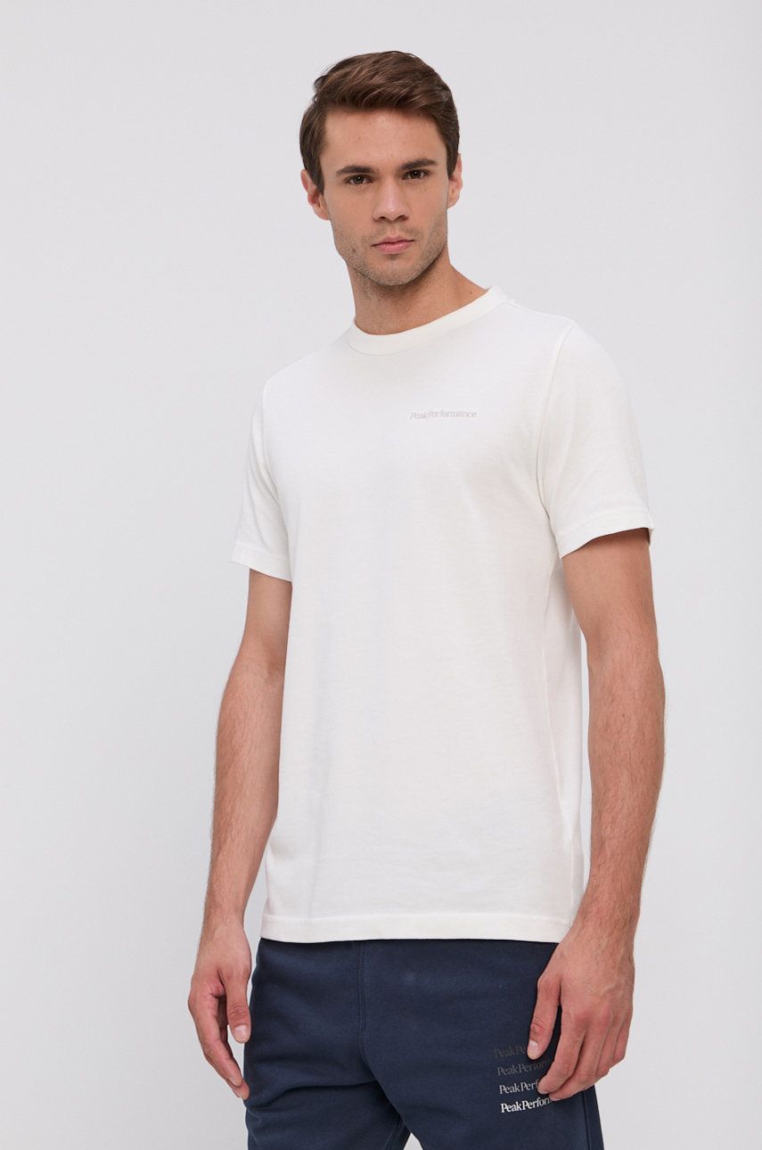 Peak Performance T-shirt bawełniany kolor biały gładki