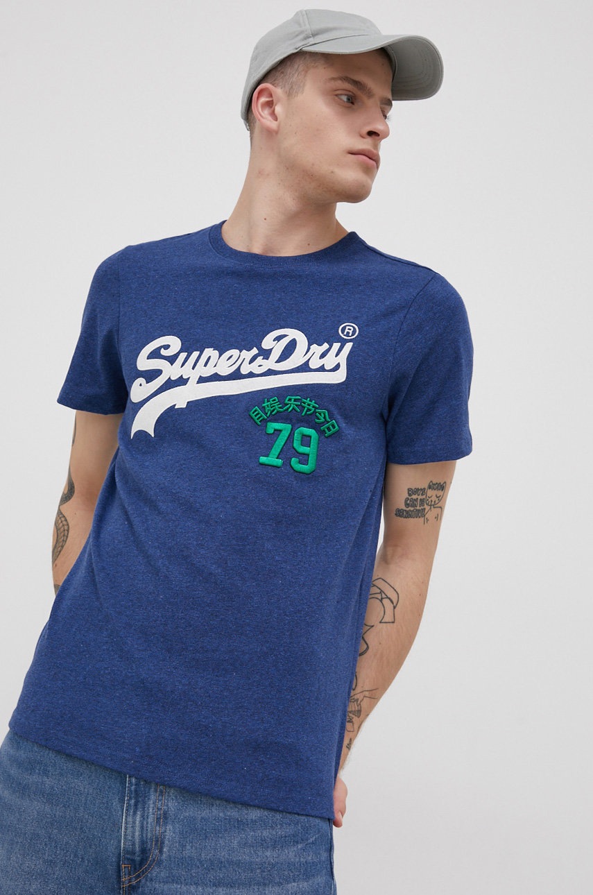

Тениска Superdry мъжка с апликация, Син