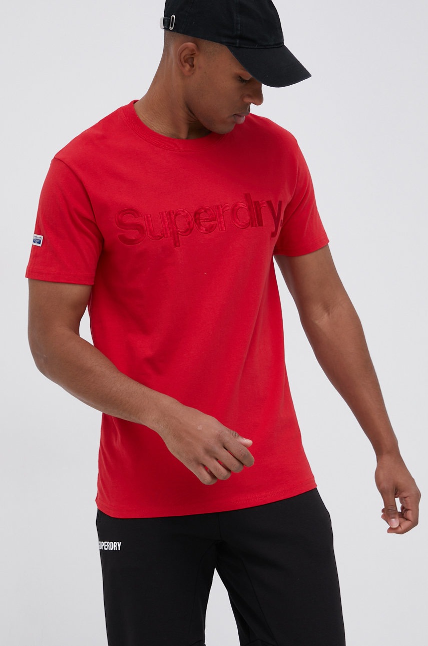 

Памучна тениска Superdry в червено с апликация, Червен