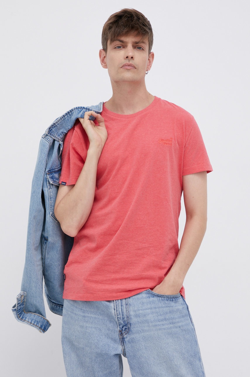 

Хлопковая футболка Superdry цвет красный гладкий