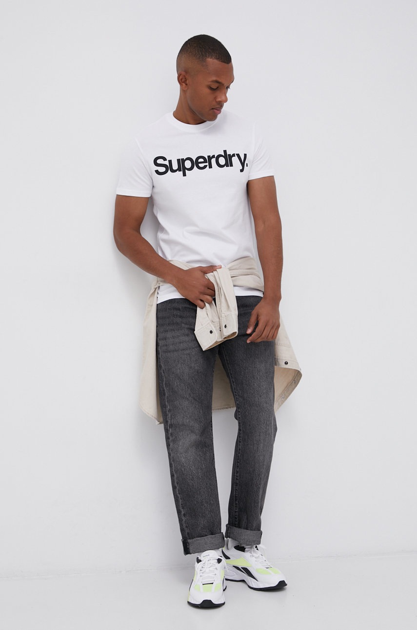 

Бавовняна футболка Superdry колір білий з принтом