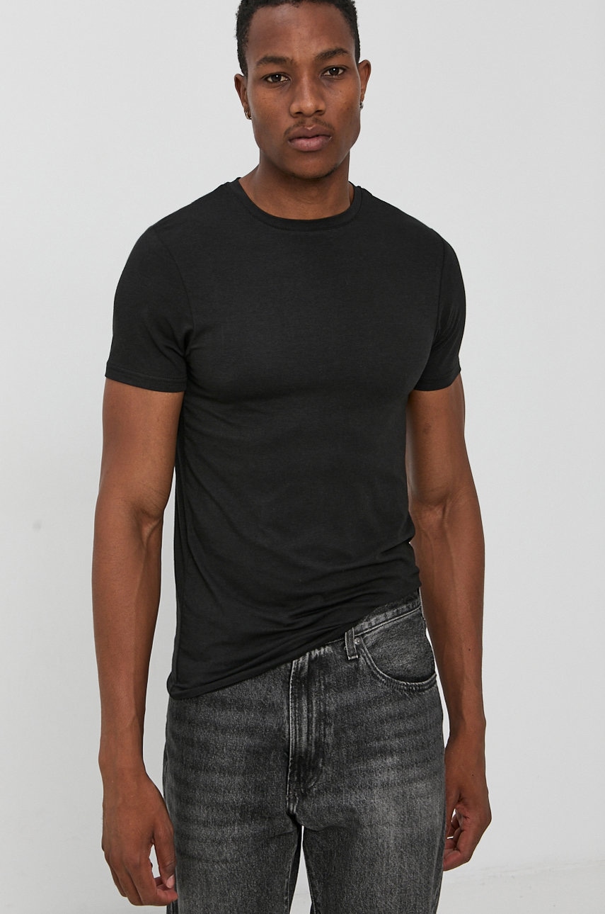 Resteröds Tricou (2-pack) bărbați, culoarea negru, material neted