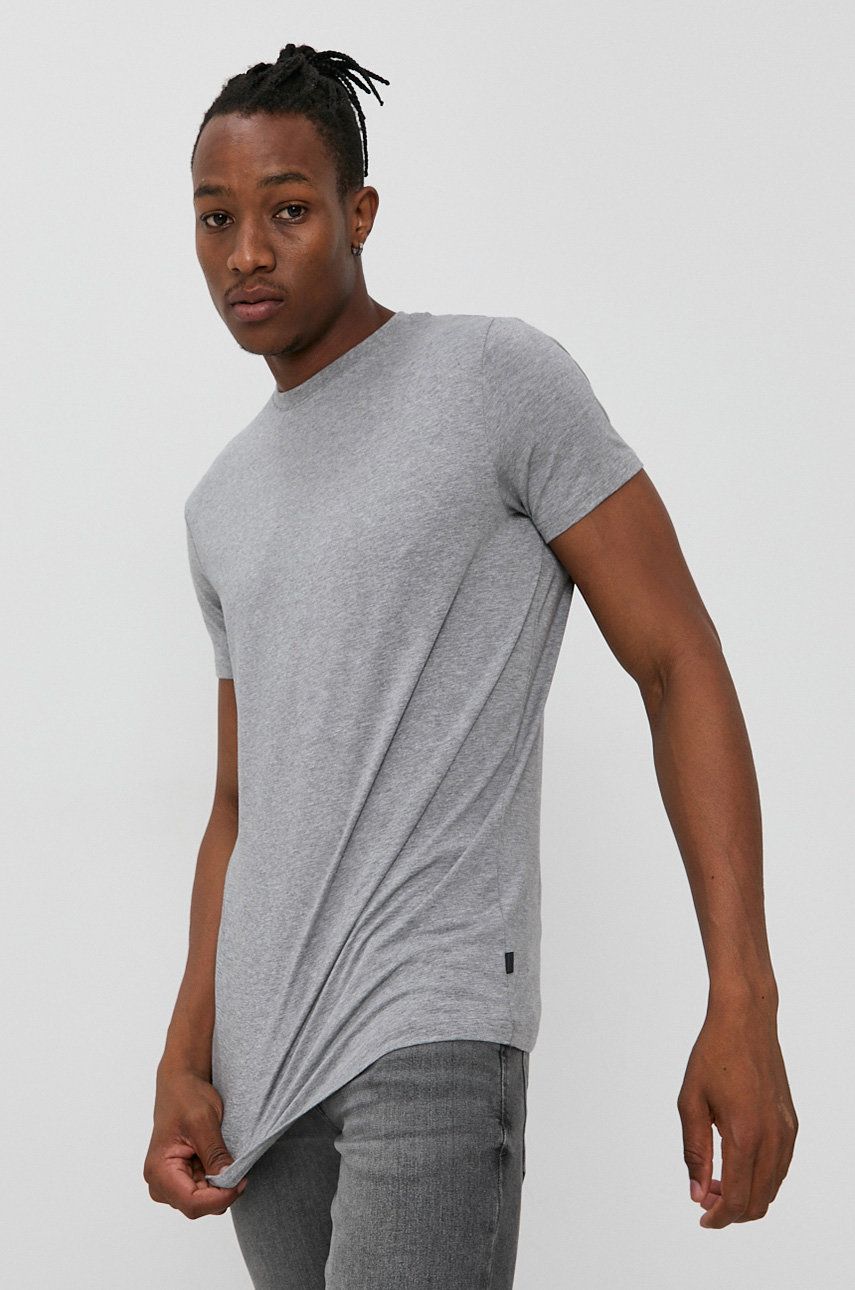 Resteröds Tricou bărbați, culoarea gri, material neted