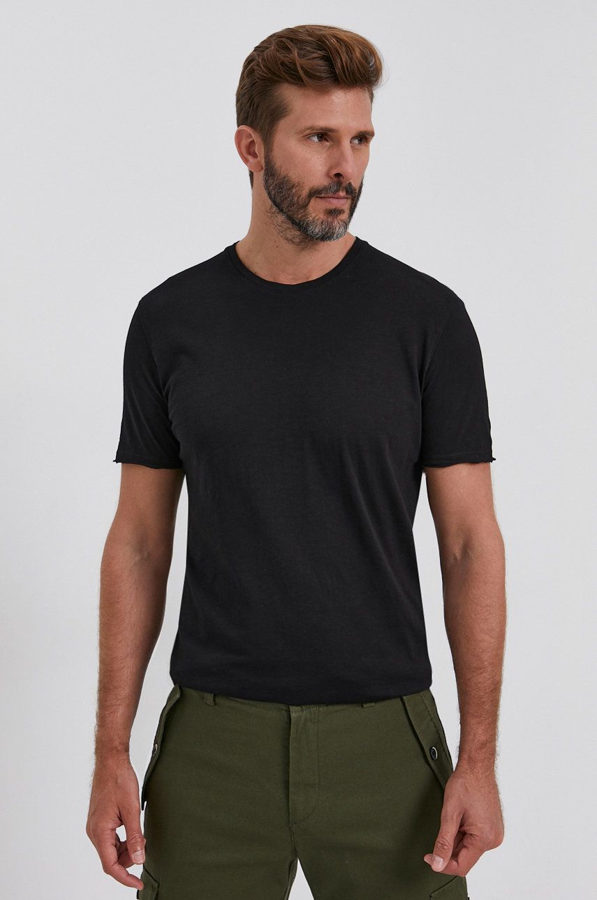 Sisley Tricou din bumbac culoarea negru, material neted answear imagine noua