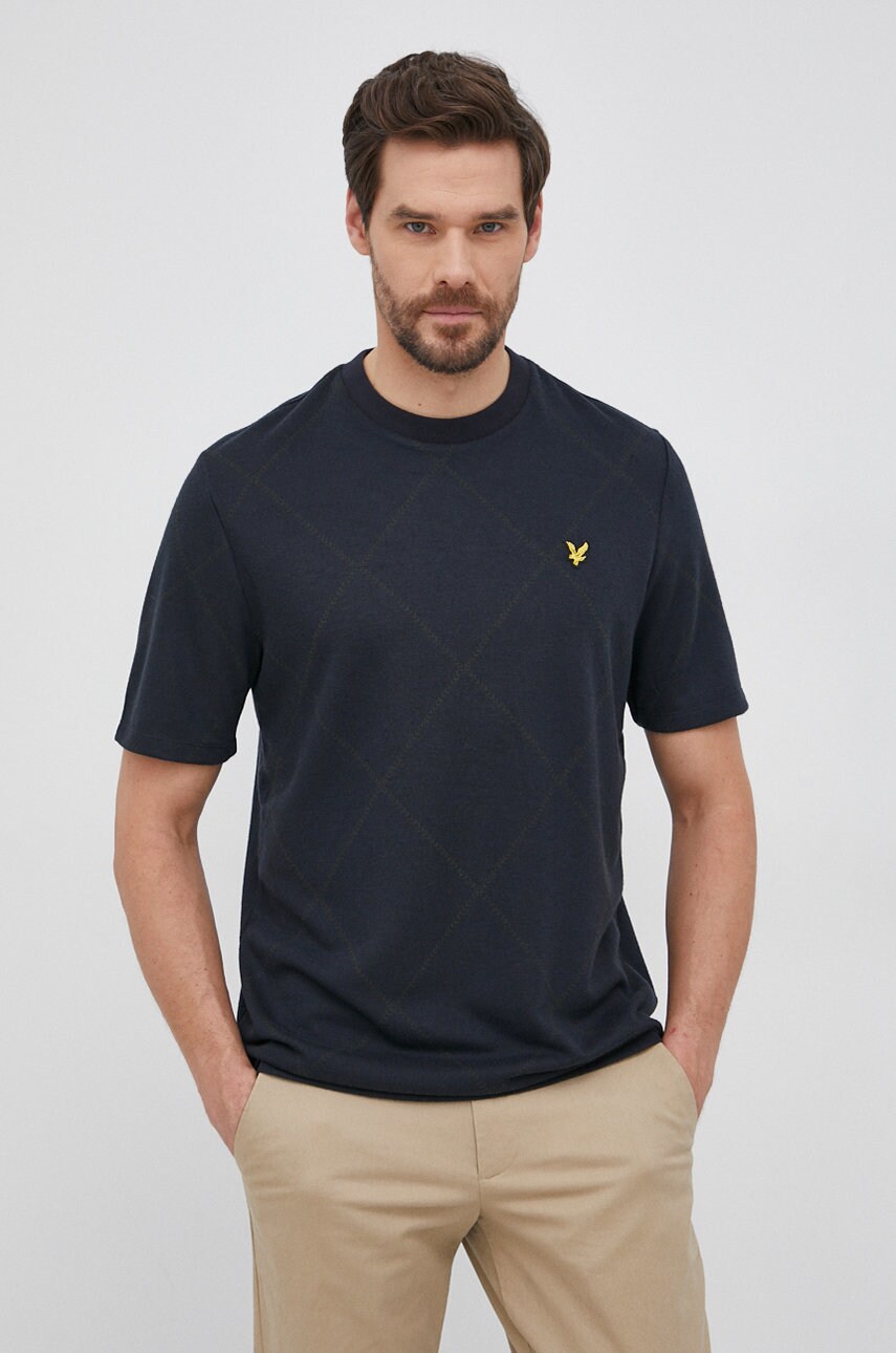 Lyle & scott tricou bărbați, culoarea albastru marin