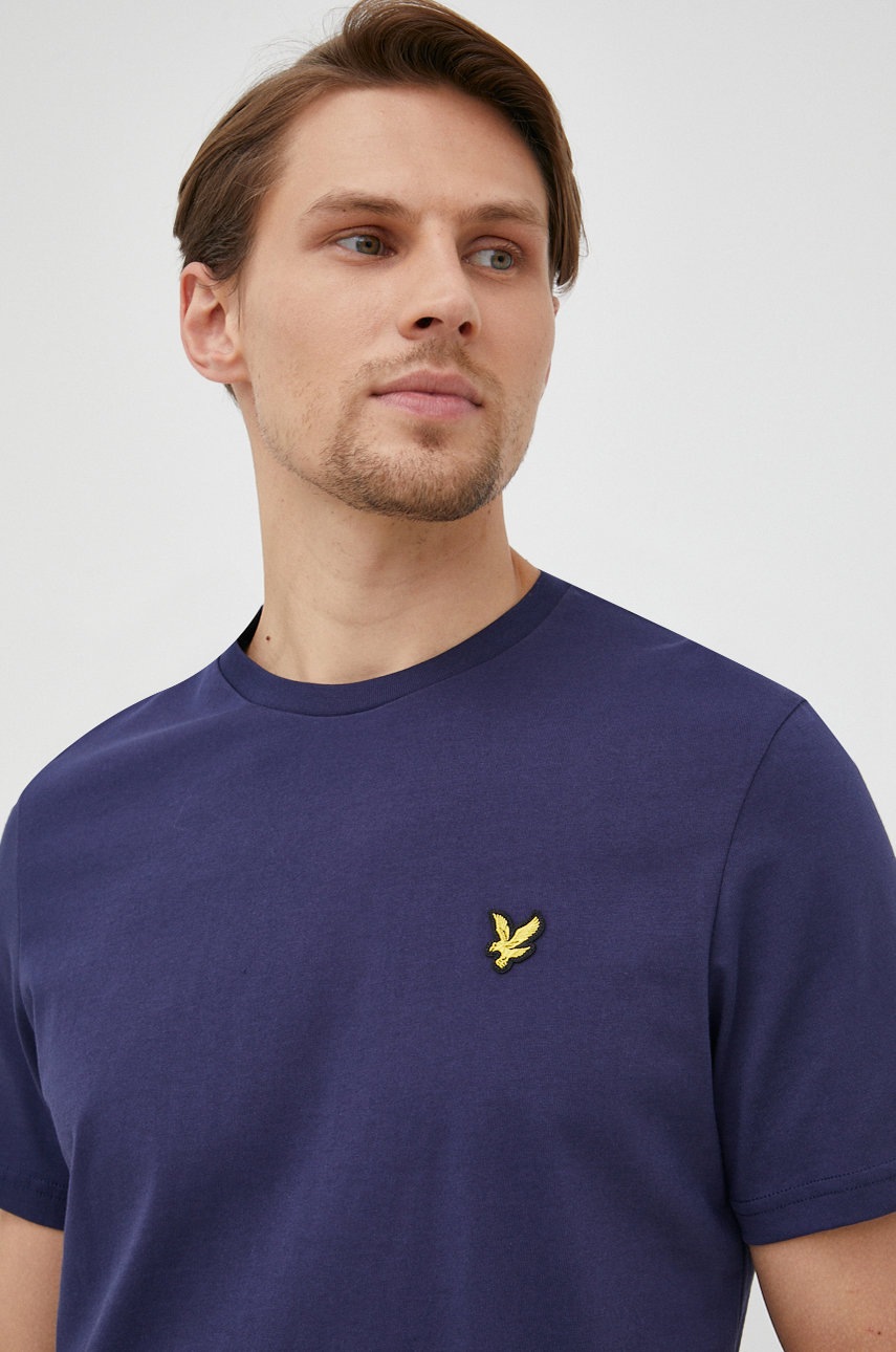 

Памучна тениска Lyle & Scott в тъмносиньо с изчистен дизайн, Тъмносин
