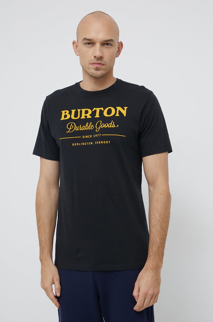 

Памучна тениска Burton в черно с принт, Черен