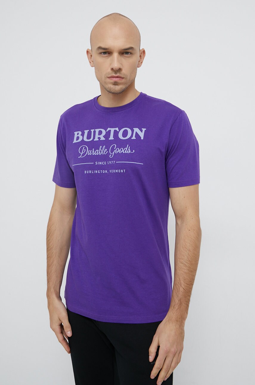 

Памучна тениска Burton в лилаво с принт, Виолетов