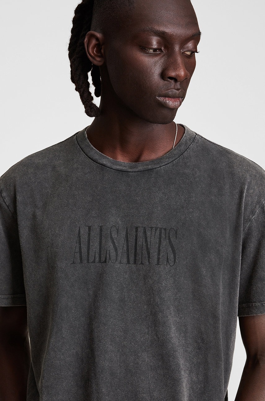 

Хлопковая футболка AllSaints цвет чёрный с принтом