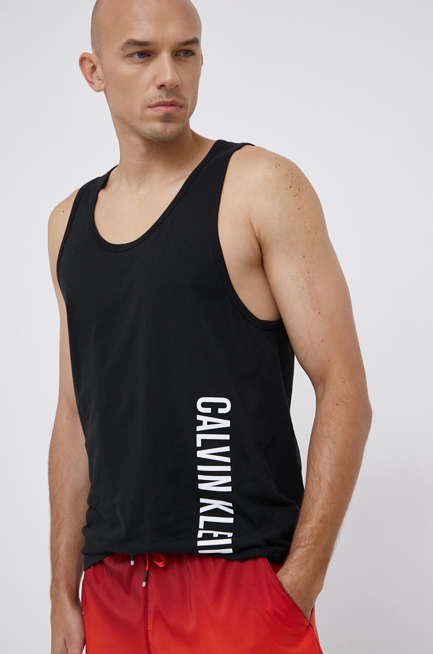 

Памучна тениска Calvin Klein в черно, Черен