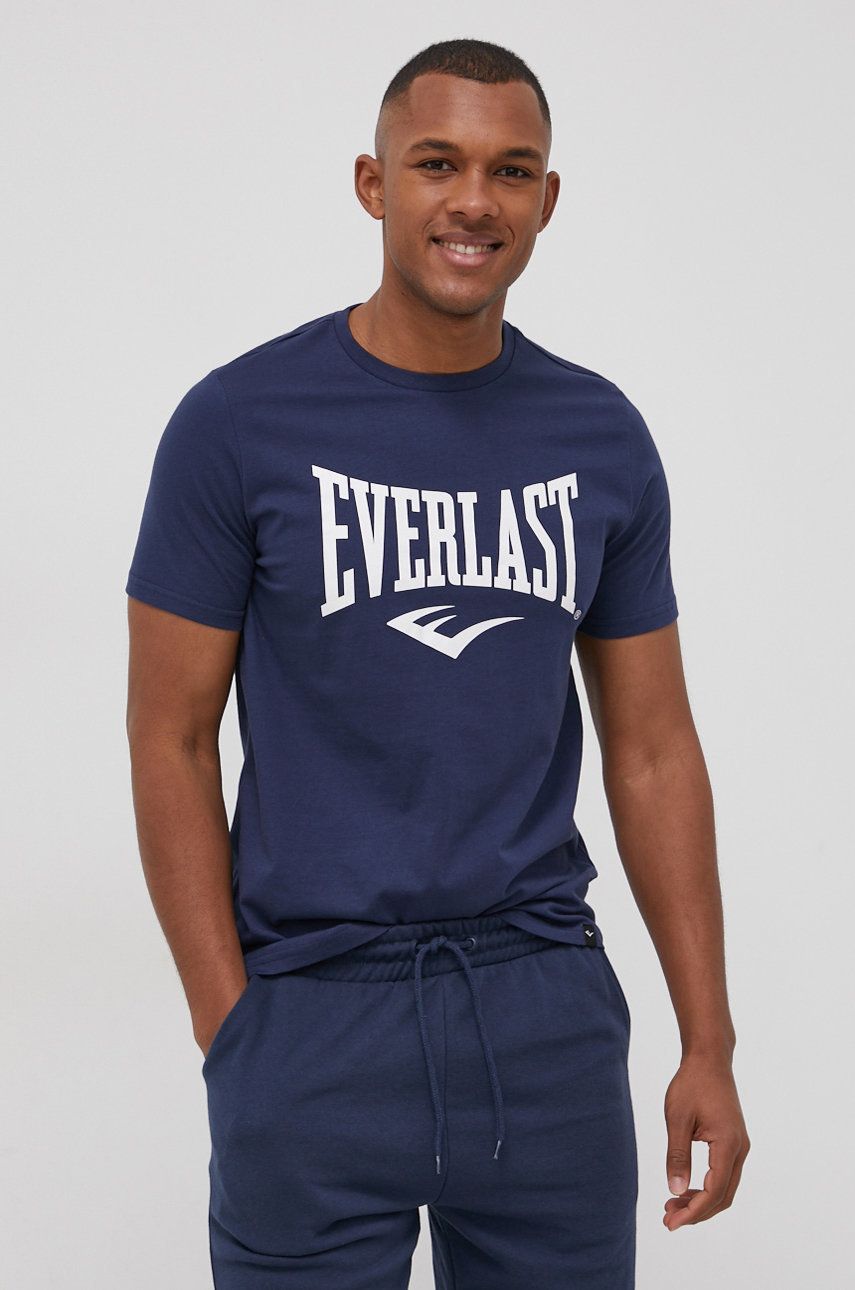Bavlněné tričko Everlast tmavomodrá barva, s potiskem - námořnická modř -  100% Bavlna