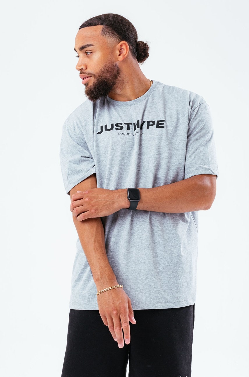 Hype tricou din bumbac culoarea gri, cu imprimeu