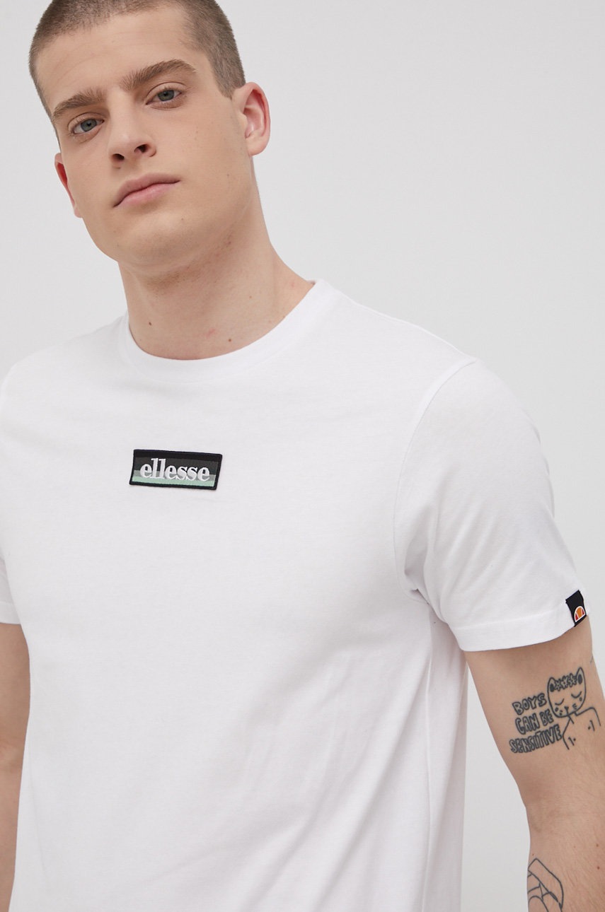 

Памучна тениска Ellesse в бяло с апликация, Бял