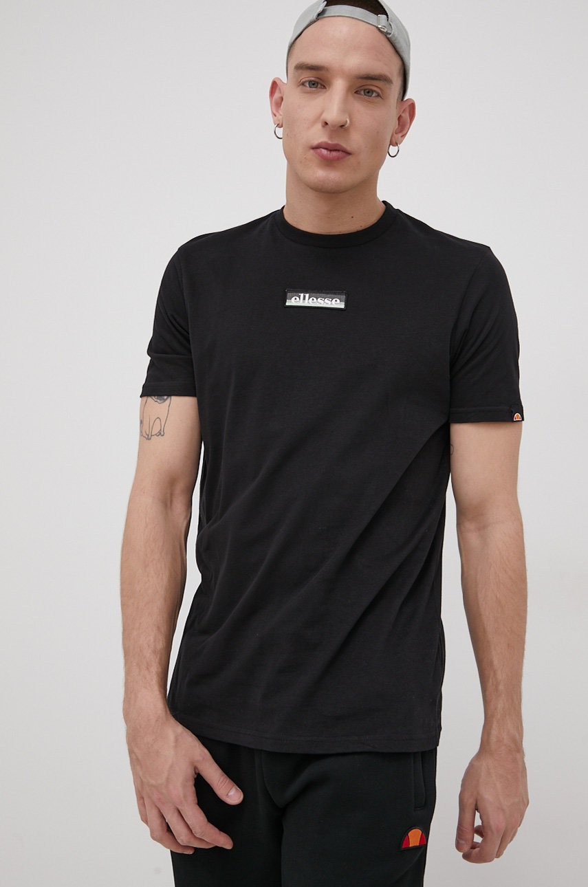 

Памучна тениска Ellesse в черно с апликация, Черен