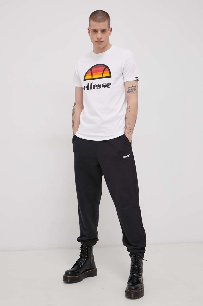 

Памучна тениска Ellesse в бяло с принт, Бял